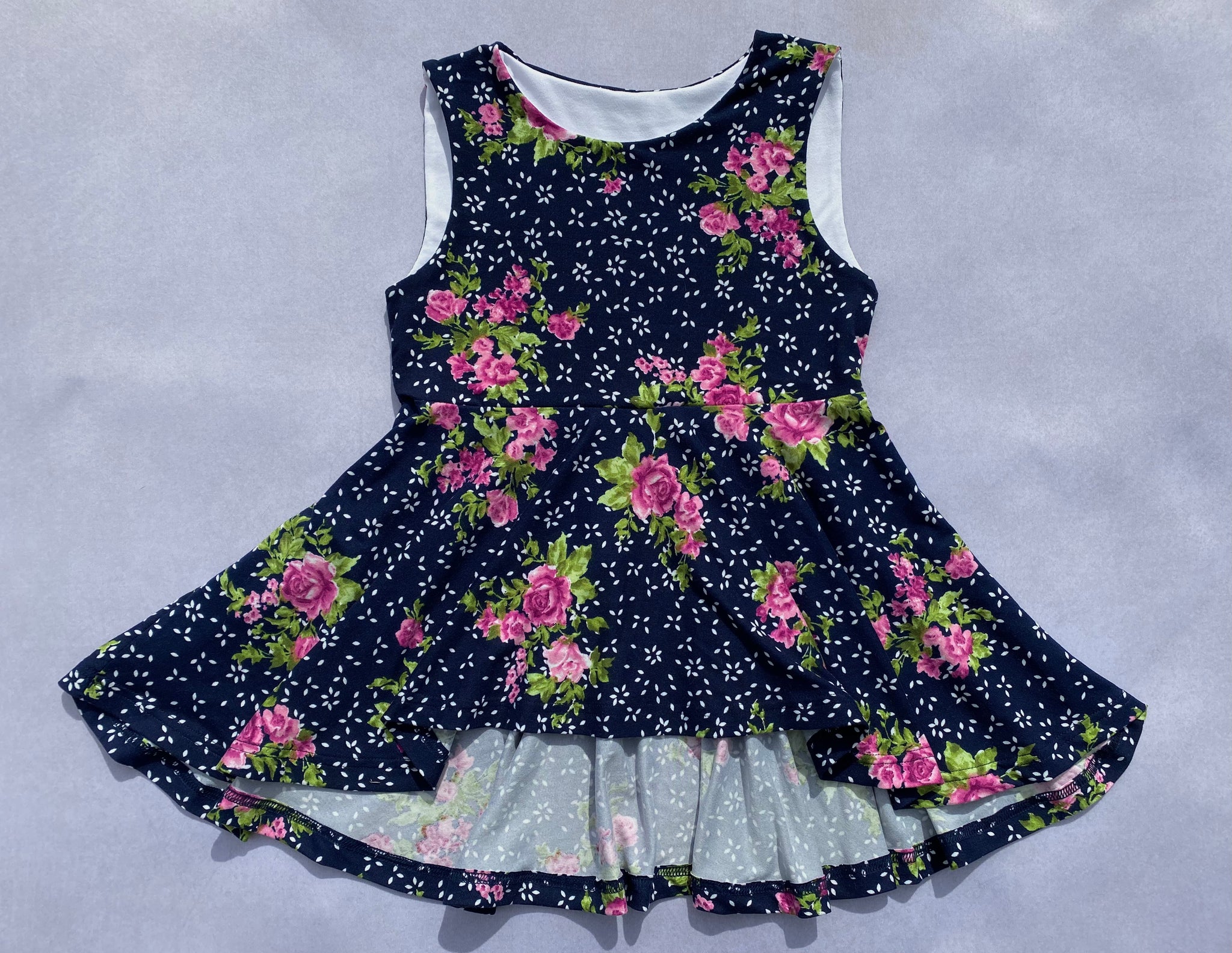 Navy floral High-low Peplum