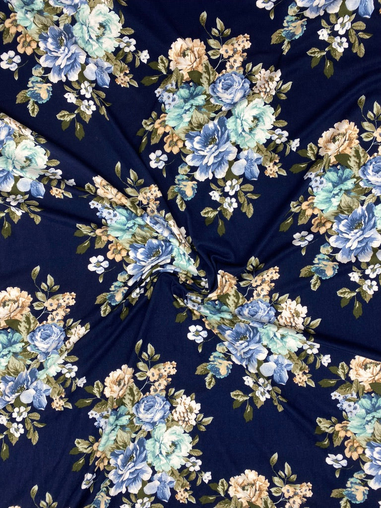 Dark Back Blue Floral