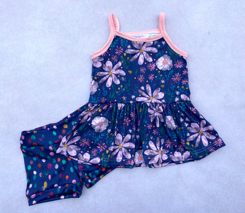 Navy Floral Summer Cami Peplum